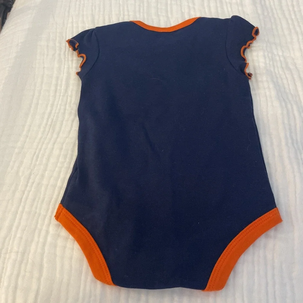 MLB Detroit Tigers Baby Girls Ruffle Sleeve Bodysuit Navy Orange‎ 6/9M